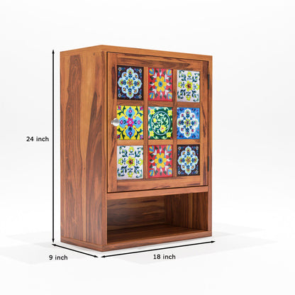 Qorven Solid  Sheesham Wood Kitchen Cabinet Wooden (Honey Finish)