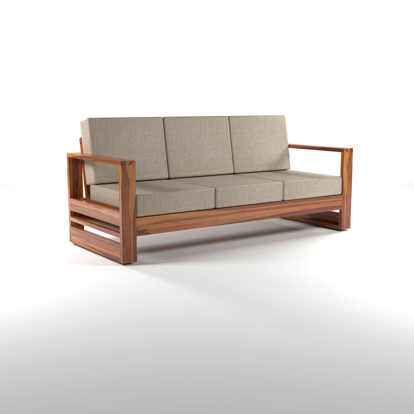 Nivora Sheesham Wooden 3 Seater Sofa Set (Honey Finish)