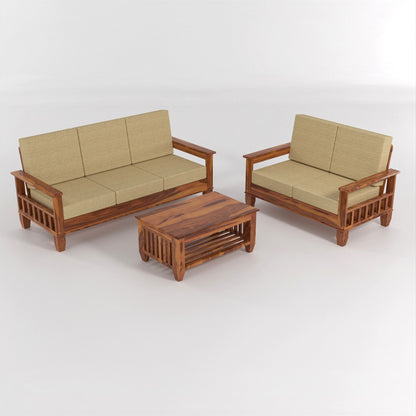 Trivralionel 5 Seater Solid Sheesham Wood Sofa Set  3+2 (Honey Finish)