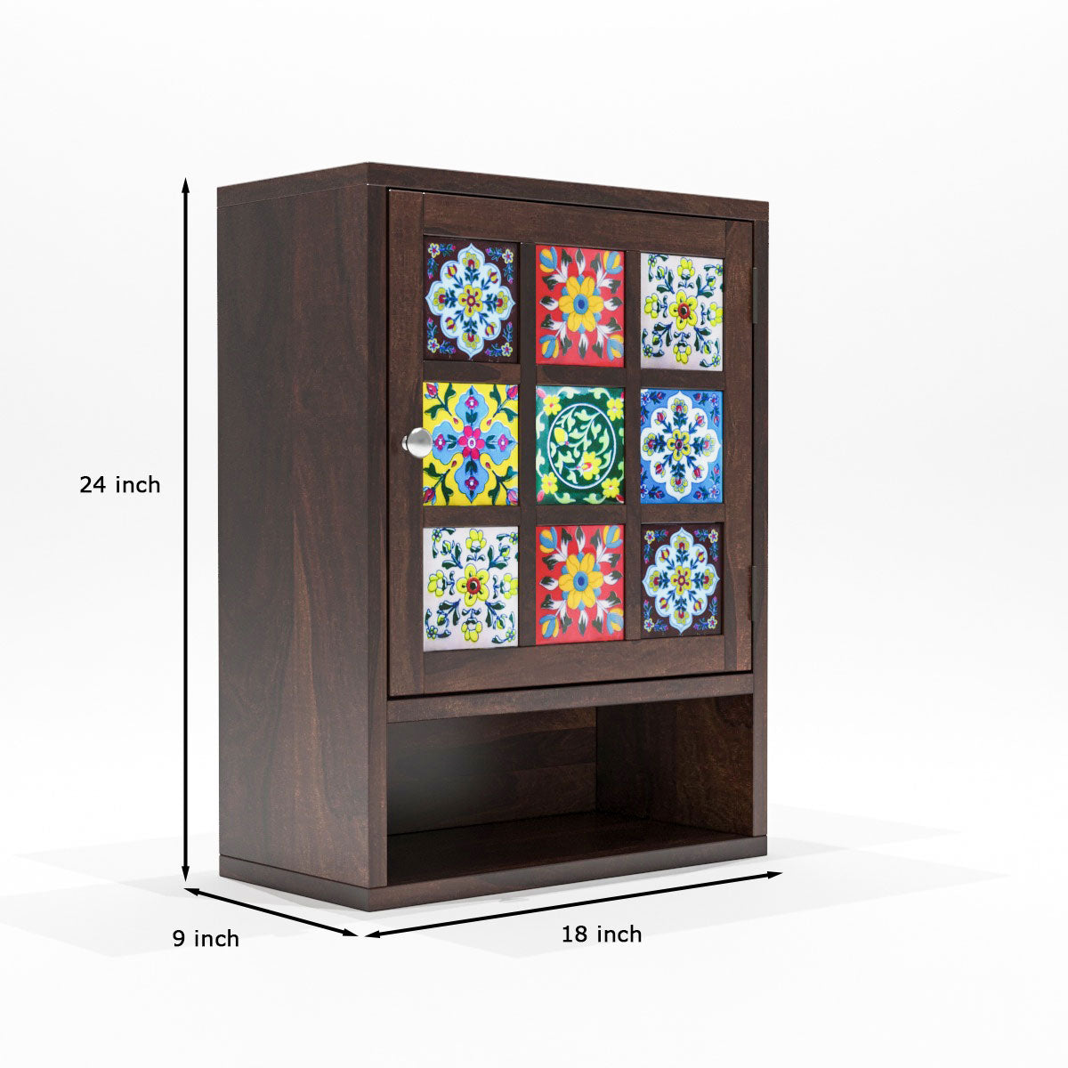 Qorven Solid  Sheesham Wood Kitchen Cabinet Wooden (Walnut Finish)