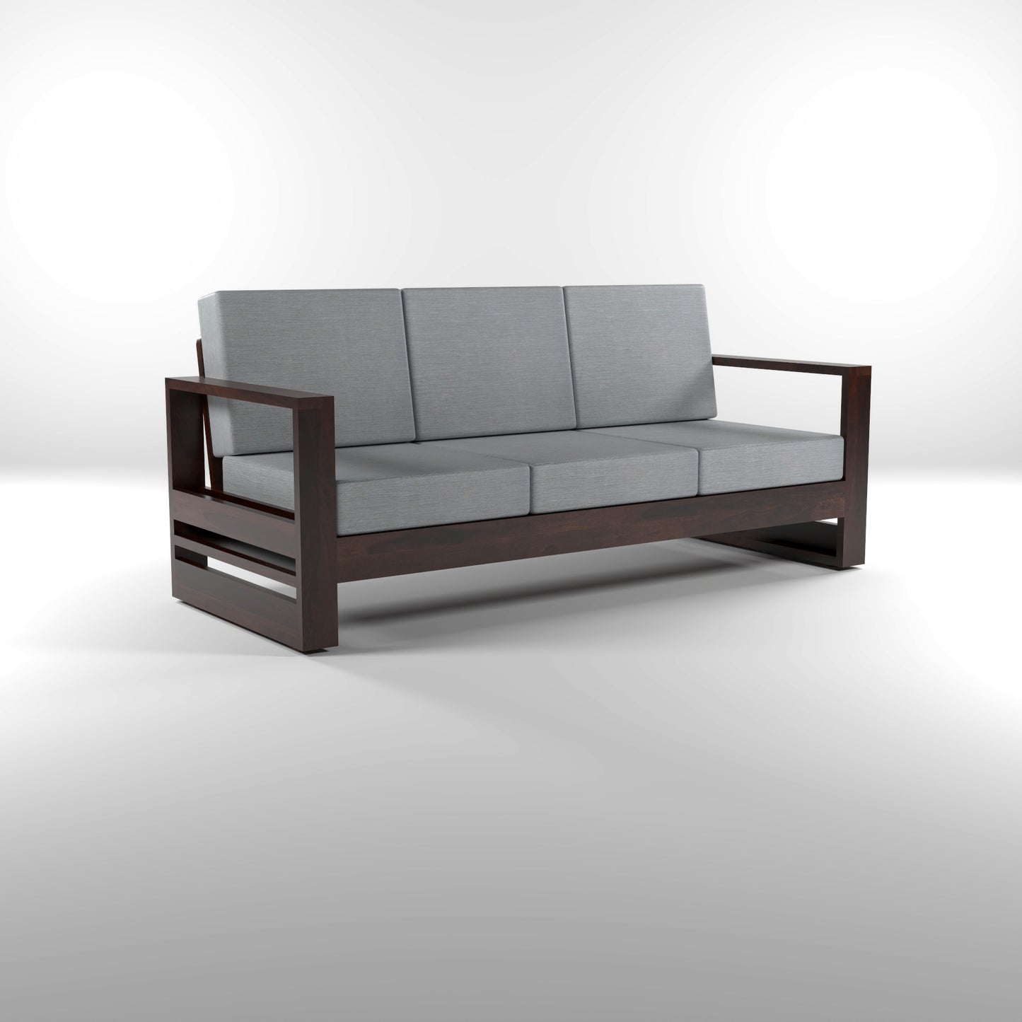 Nivora Sheesham Wooden 3 Seater Sofa Set (Walnut Finish)