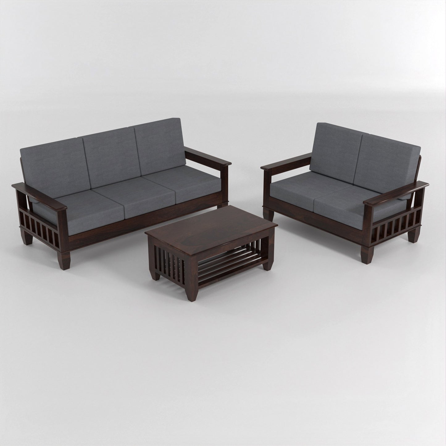 Trivralionel 5 Seater Solid Sheesham Wood Sofa Set  3+2 (Walnut Finish)