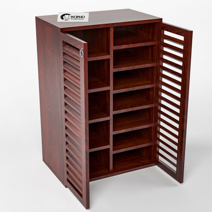 Aurvin Solid Sheesham Wood Shoe Rack  (Mahogany Finish)