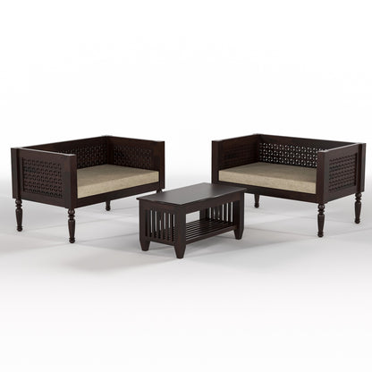 Marvon  Solid Sheesham Wooden 4 Seater Sofa Set (Walnut Finish )