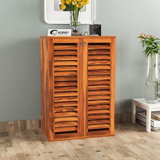 Aurvin Solid Sheesham Wood Shoe Rack  (Honey Finish)