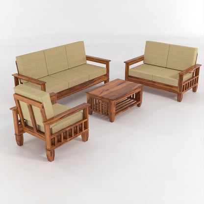 Trivralionel 6  Seater Solid Sheesham Wood Sofa Set 3+2+1 (Honey Finish)