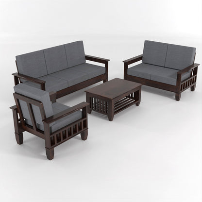 Trivralionel 6  Seater Solid Sheesham Wood Sofa Set 3+2+1 (Walnut Finish)