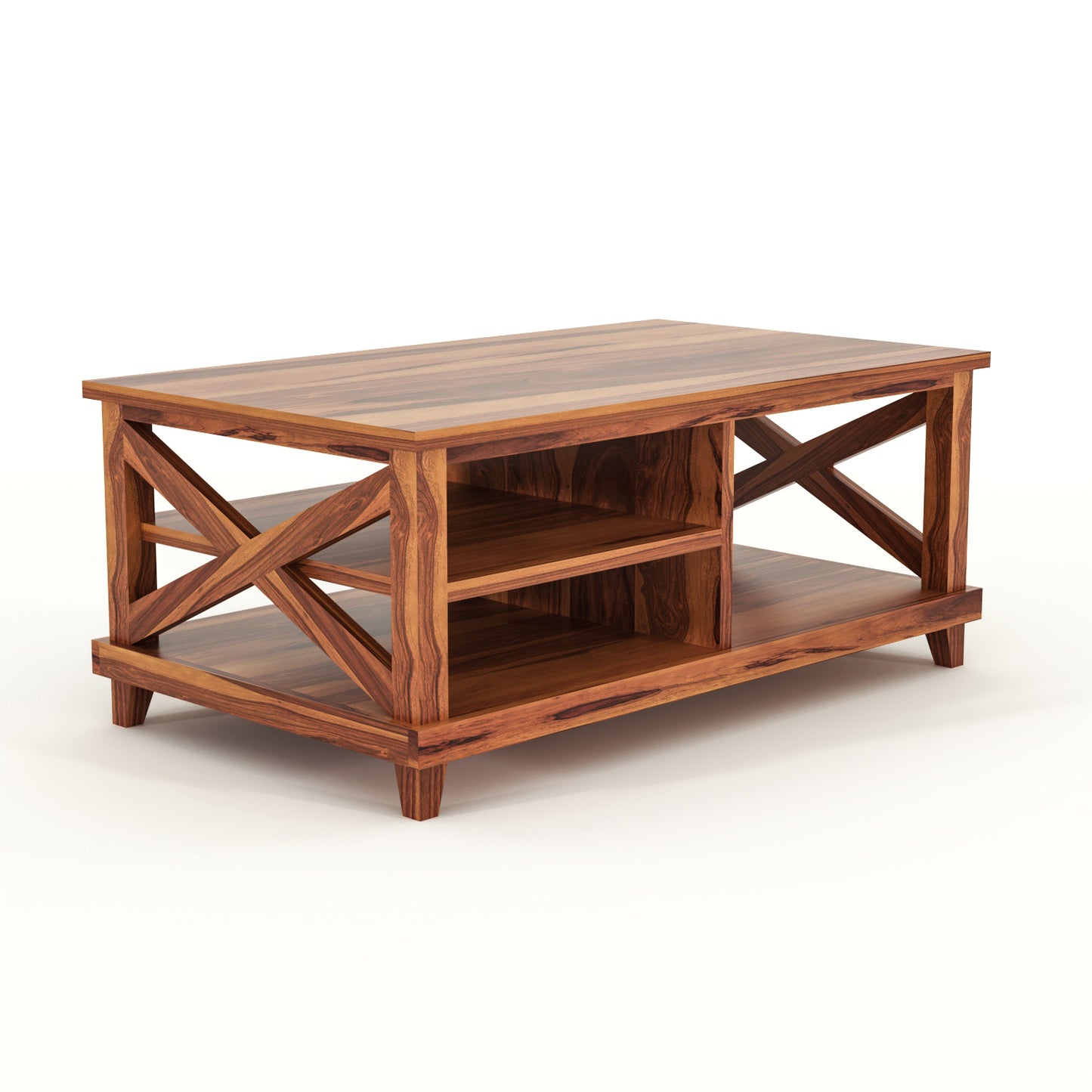 Kronel Solid Sheesham Wood Coffee Table (Honey Finish)