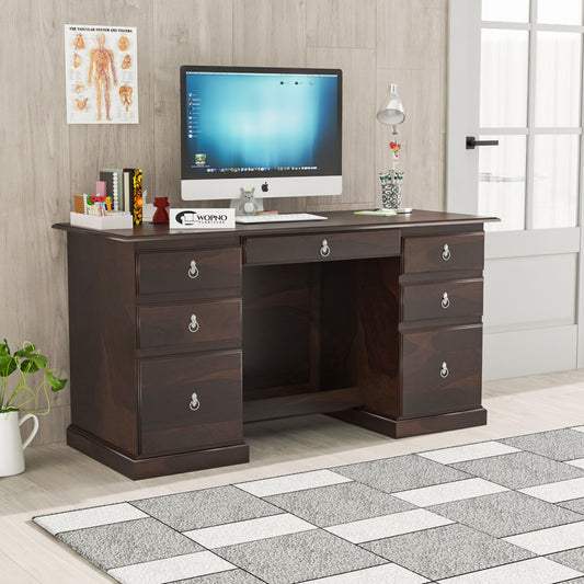 Sornel Solid Sheesham Wood Study Desk (Walnut  Finish)
