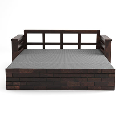 Bralor Solid Sheesham Wooden 3 Seater Sofa Cum Bed (Walnut  Finish)