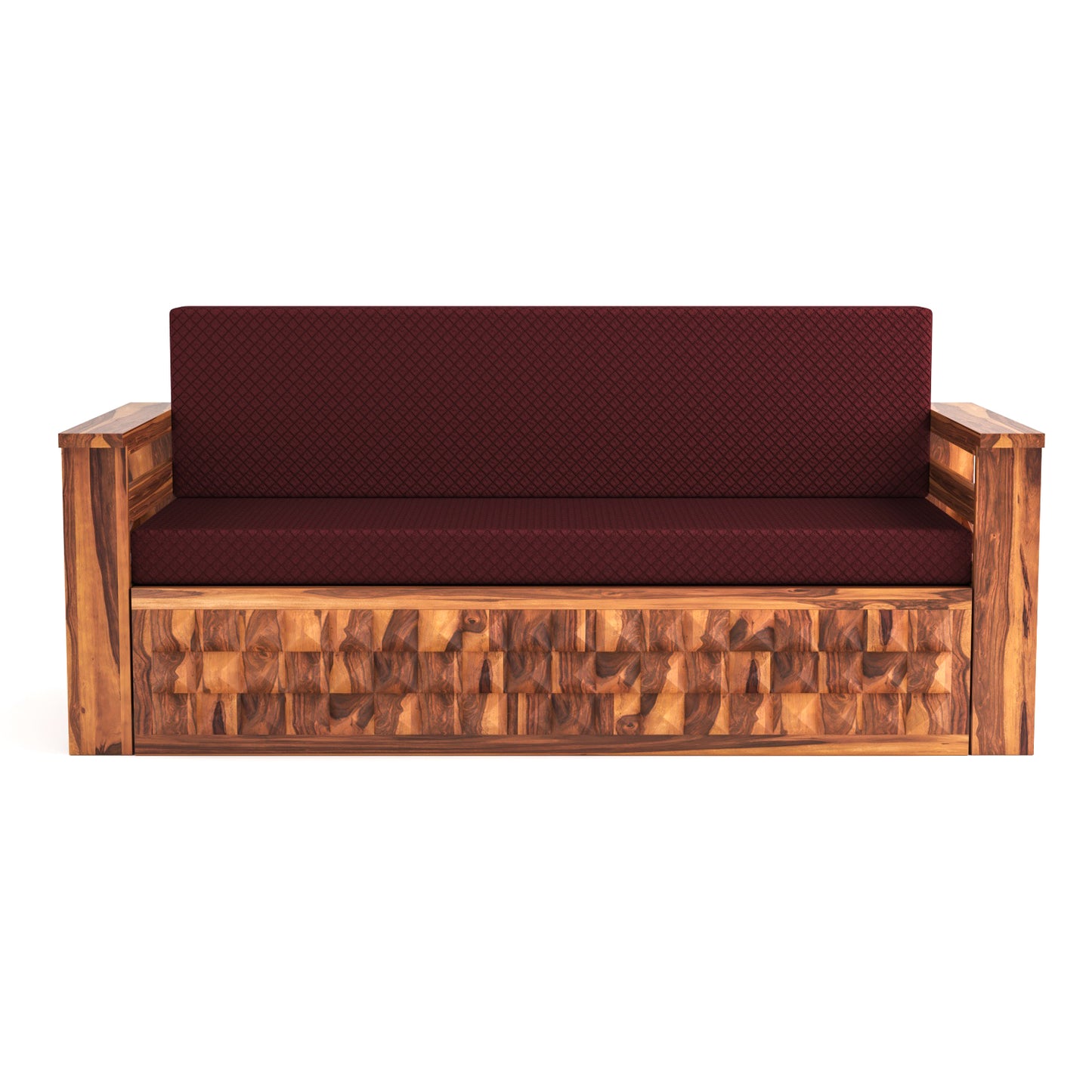 Orvan Solid  Sheesham Wooden 3 Seater diamond Sofa Cum Bed  (Walnut ,Finish )