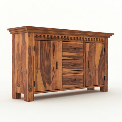 Pivra Solid Sheesham Wood Sideboard and Cabinets (Honey Finish)