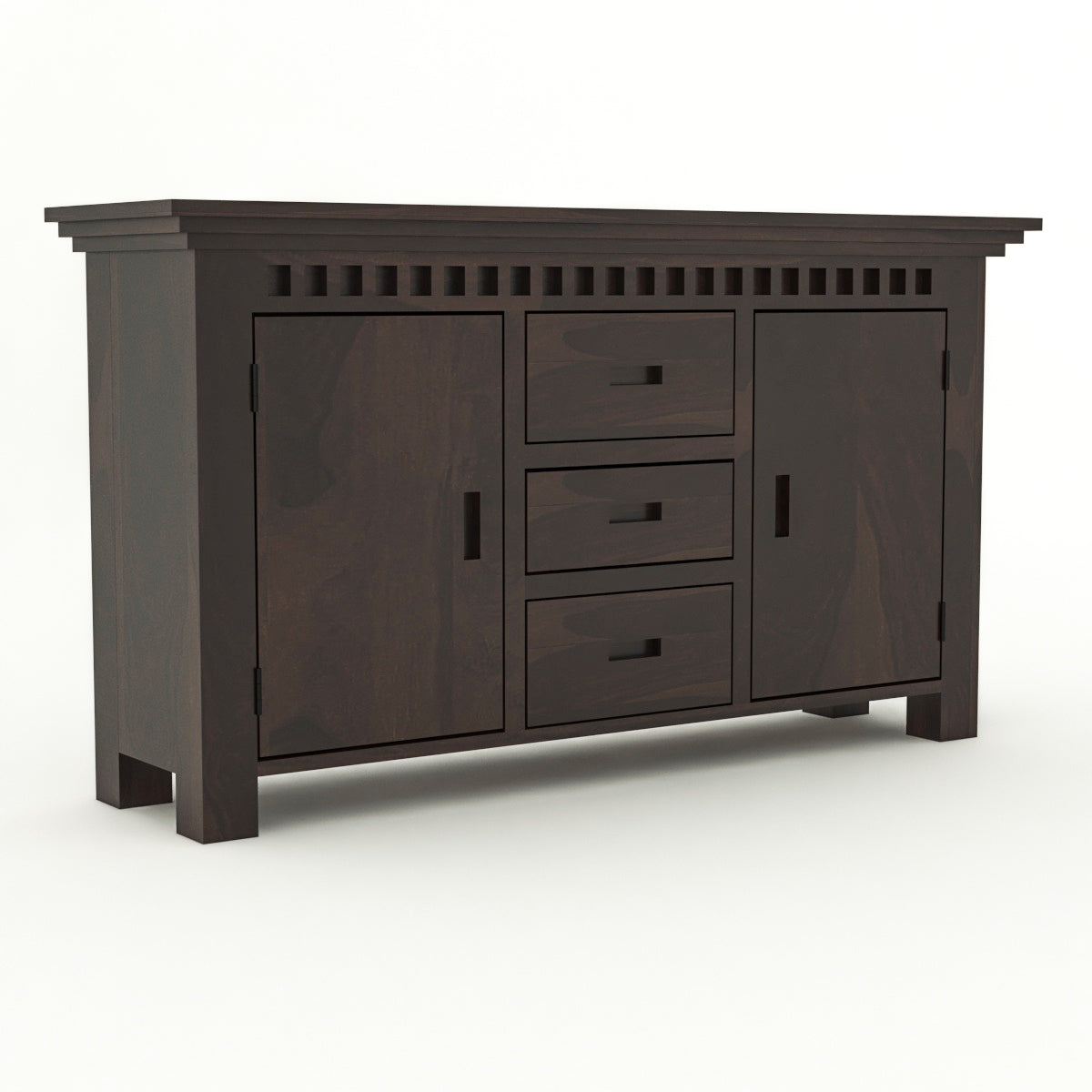 Pivra Solid Sheesham Wood Sideboard and Cabinets (Walnut Finish)