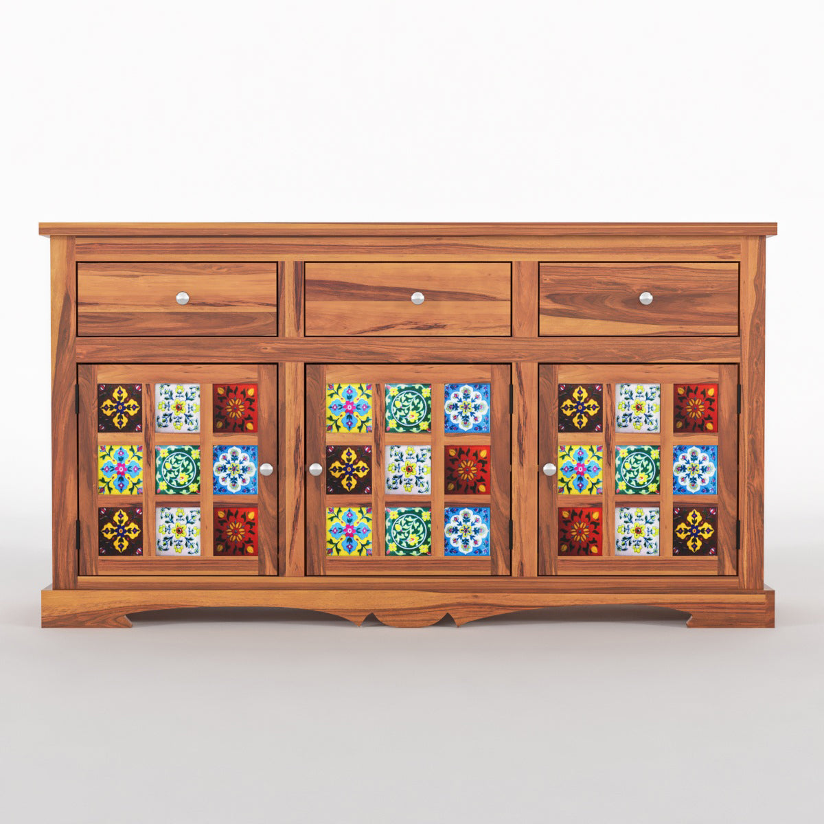 Pivra  Solid Sheesham Wood Sideboard and Cabinets (Honey Finish)