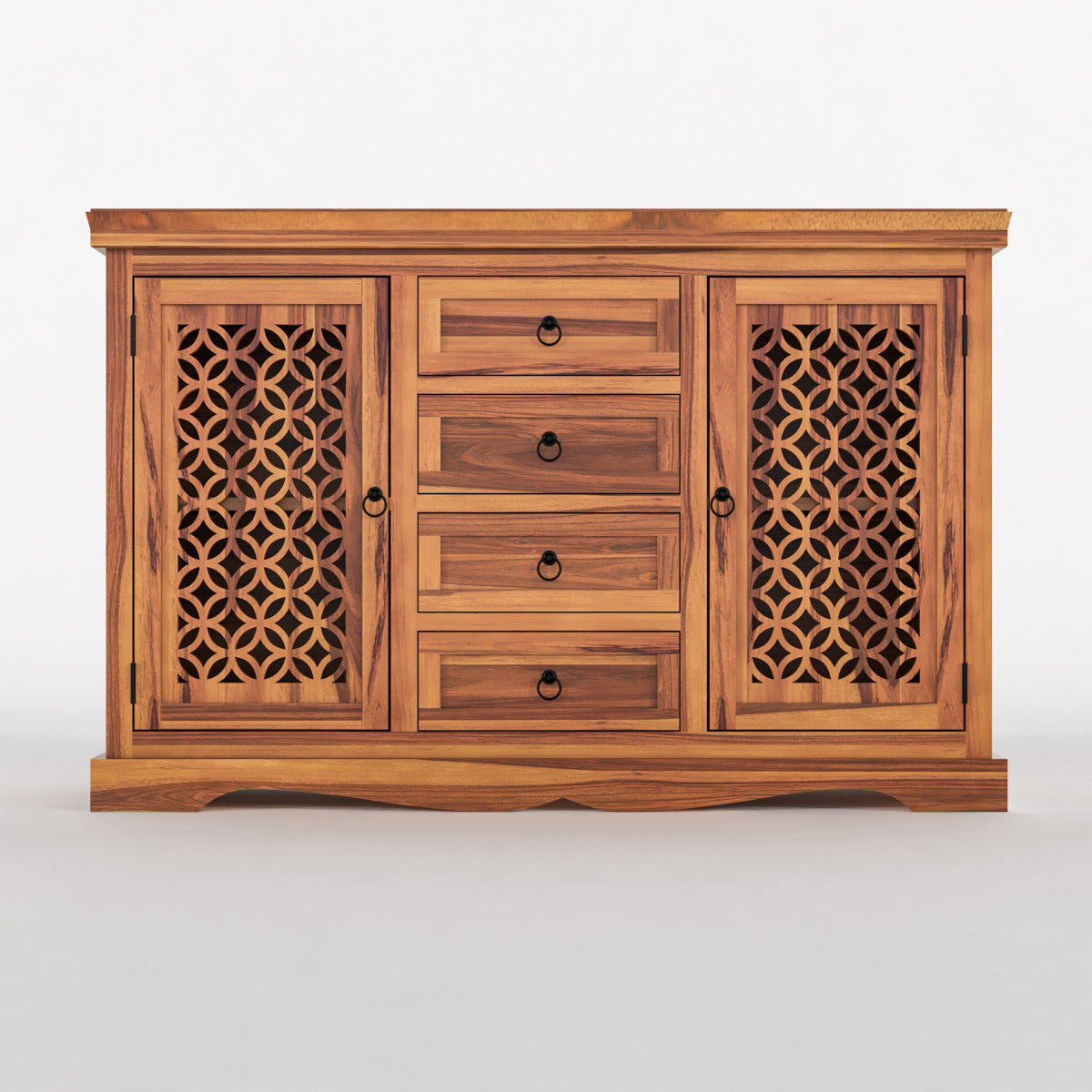 Pivra Solid Sheesham Wood Sideboard and Cabinets (Honey Finish)