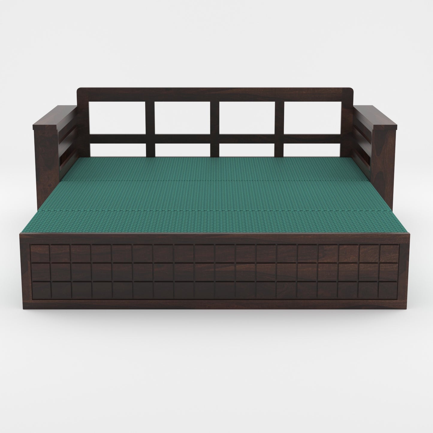 Fivrel Solid Sheesham Wooden 3 Seater Sofa Cum Bed (Walnut  Finish)