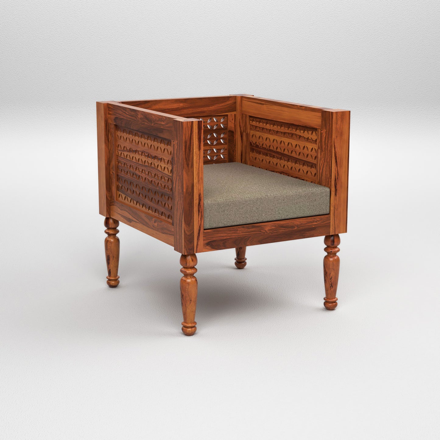 Ulnor   Solid Sheesham  Wooden 6 Seater Sofa Set (Honey Finish)