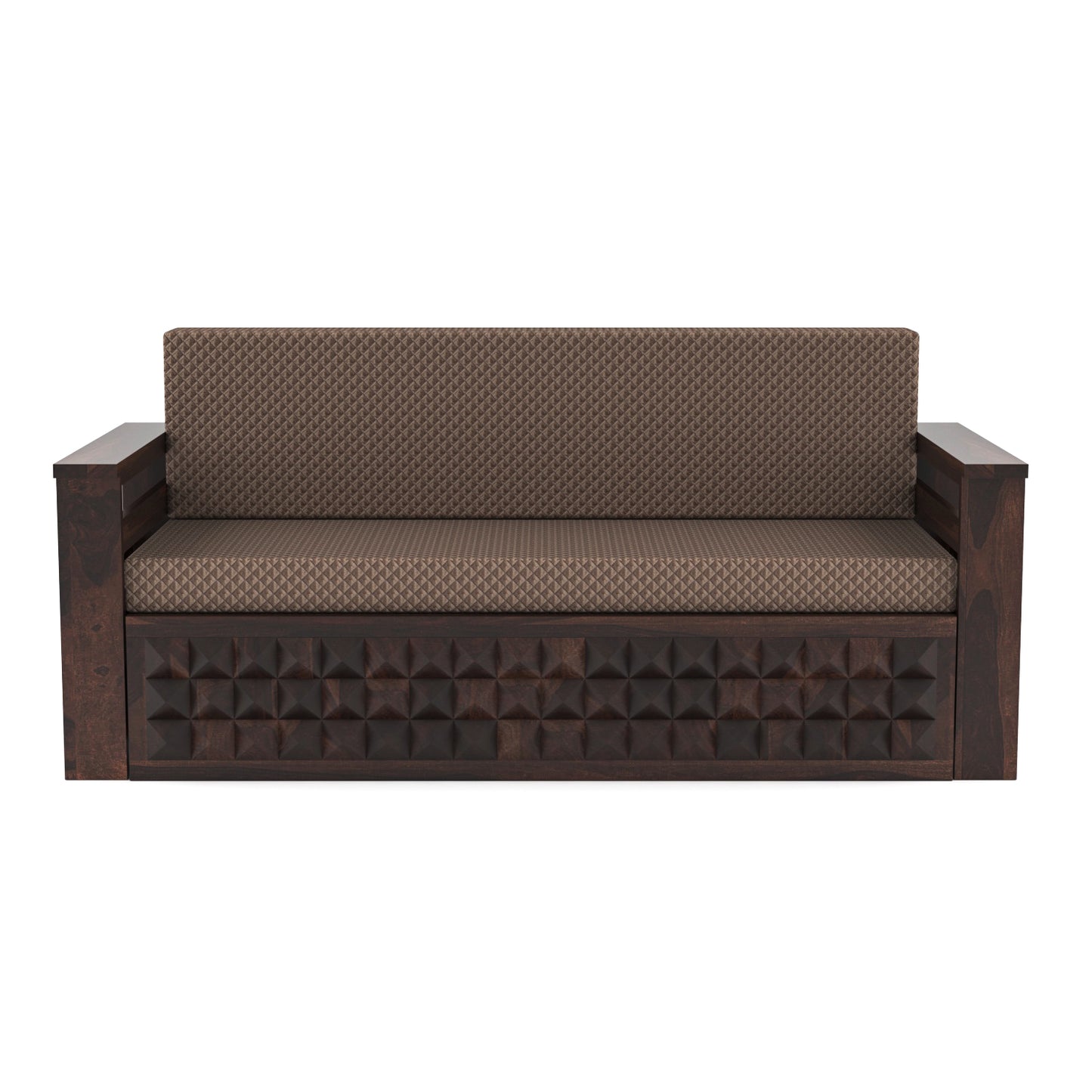 Orvan Solid  Sheesham Wooden 3 Seater diamond Sofa Cum Bed  (Walnut ,Finish )