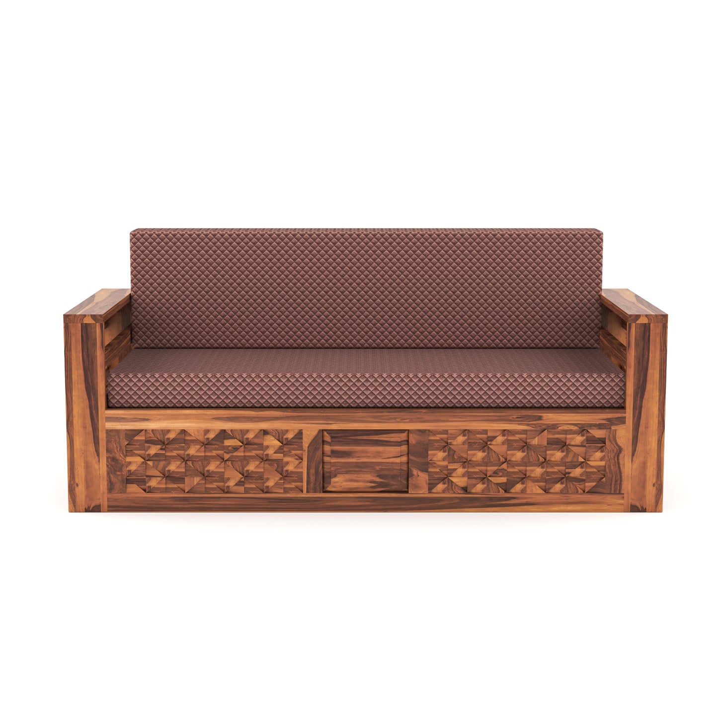 Orvan Solid  Sheesham Wooden 3 Seater diamond Sofa Cum Bed  (Honey,Finish )