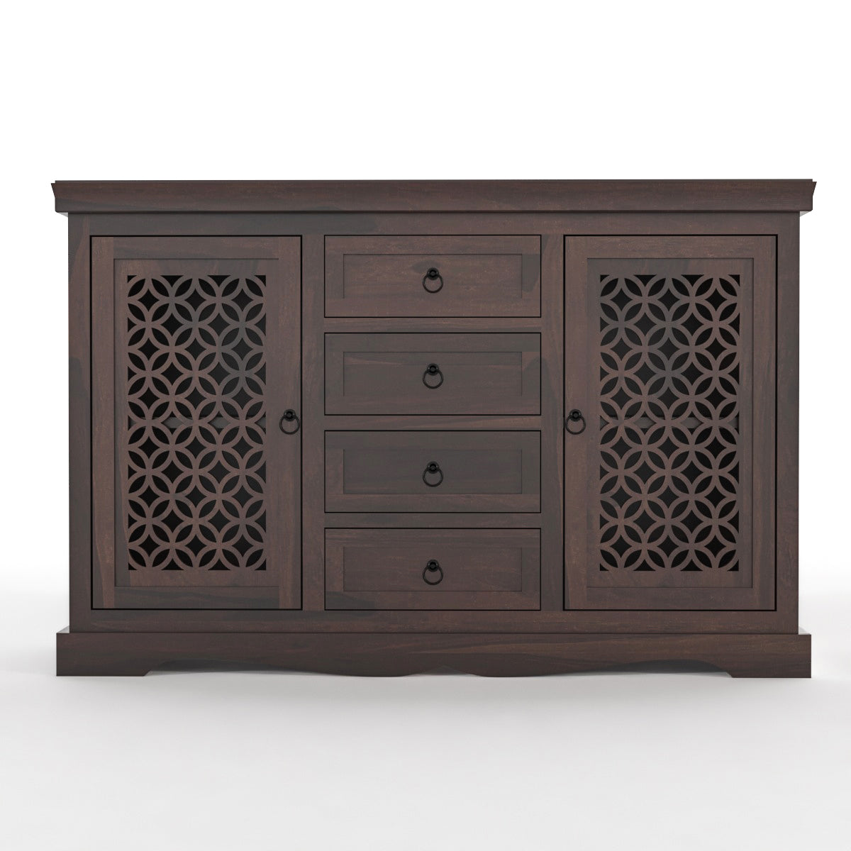 Pivra Solid Sheesham Wood Sideboard and Cabinets (Walnut Finish)