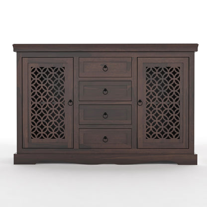 Pivra Solid Sheesham Wood Sideboard and Cabinets (Walnut Finish)