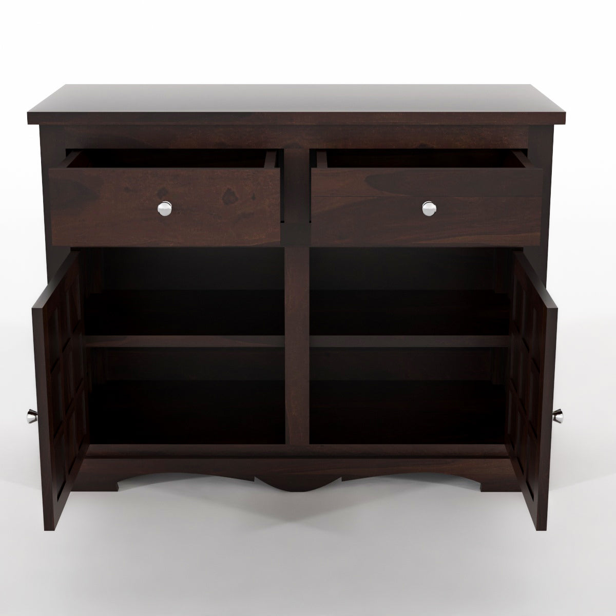 Pivra Solid Sheesham Wood Sideboard and Cabinets (Walnut Finish)