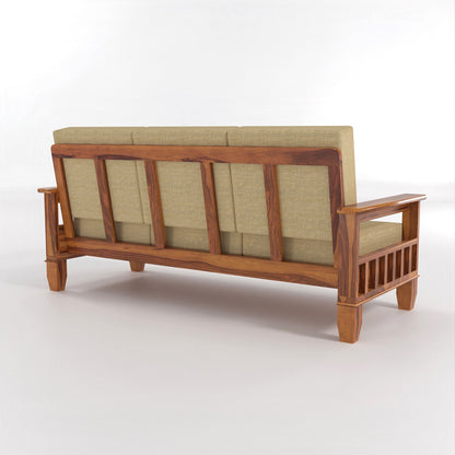 Trivralionel 3 Seater Solid Sheesham Wood Sofa Set (Honey Finish)