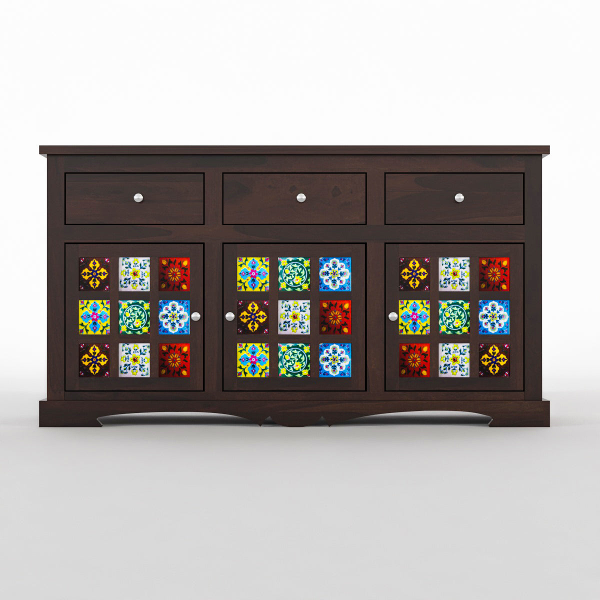 Pivra Solid Sheesham Wood Sideboard and Cabinets (Walnut Finish)