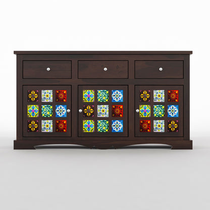 Pivra Solid Sheesham Wood Sideboard and Cabinets (Walnut Finish)