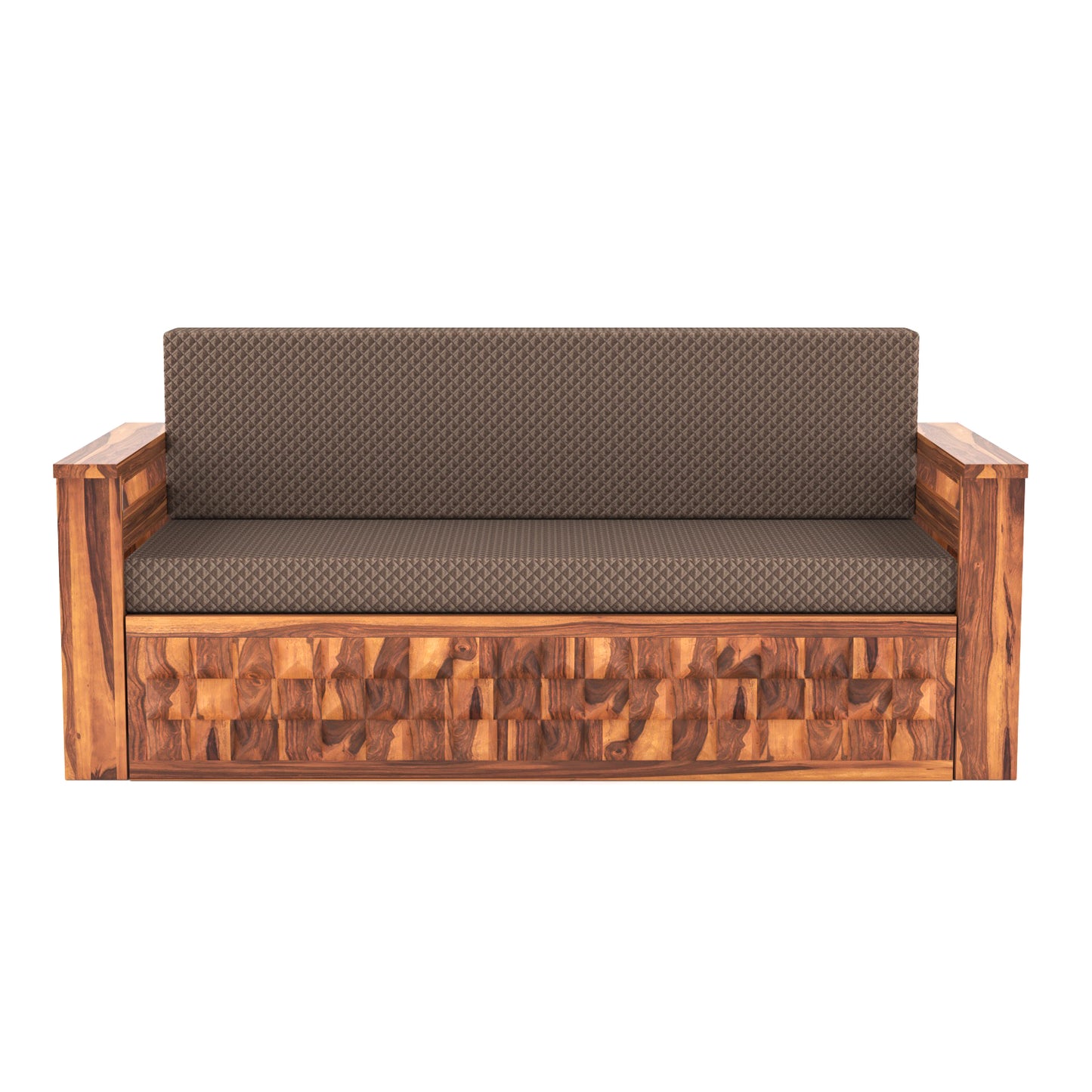 Orvan Solid  Sheesham Wooden 3 Seater diamond Sofa Cum Bed  (Honey  ,Finish )