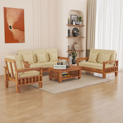 Trivralionel 6  Seater Solid Sheesham Wood Sofa Set 3+2+1 (Honey Finish)