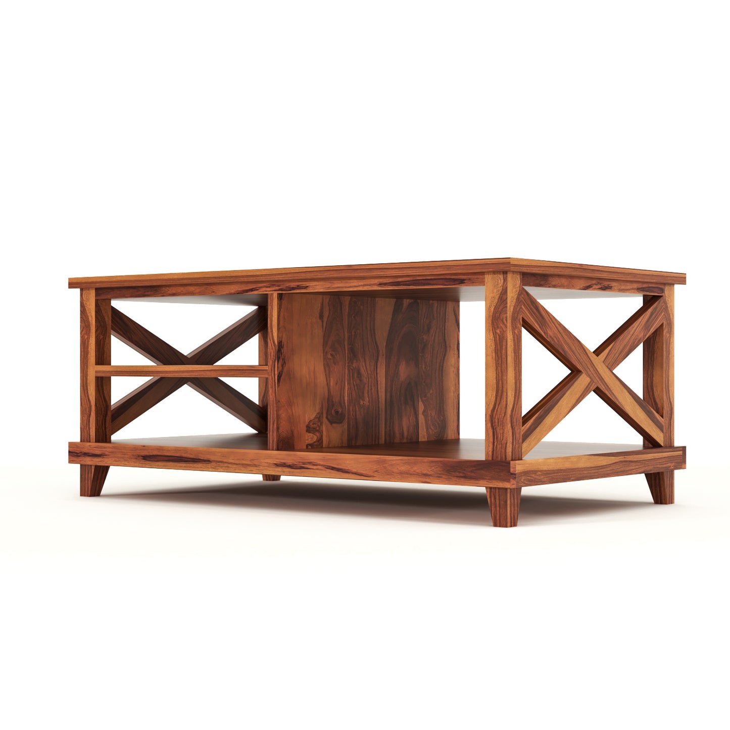 Kronel Solid Sheesham Wood Coffee Table (Honey Finish)