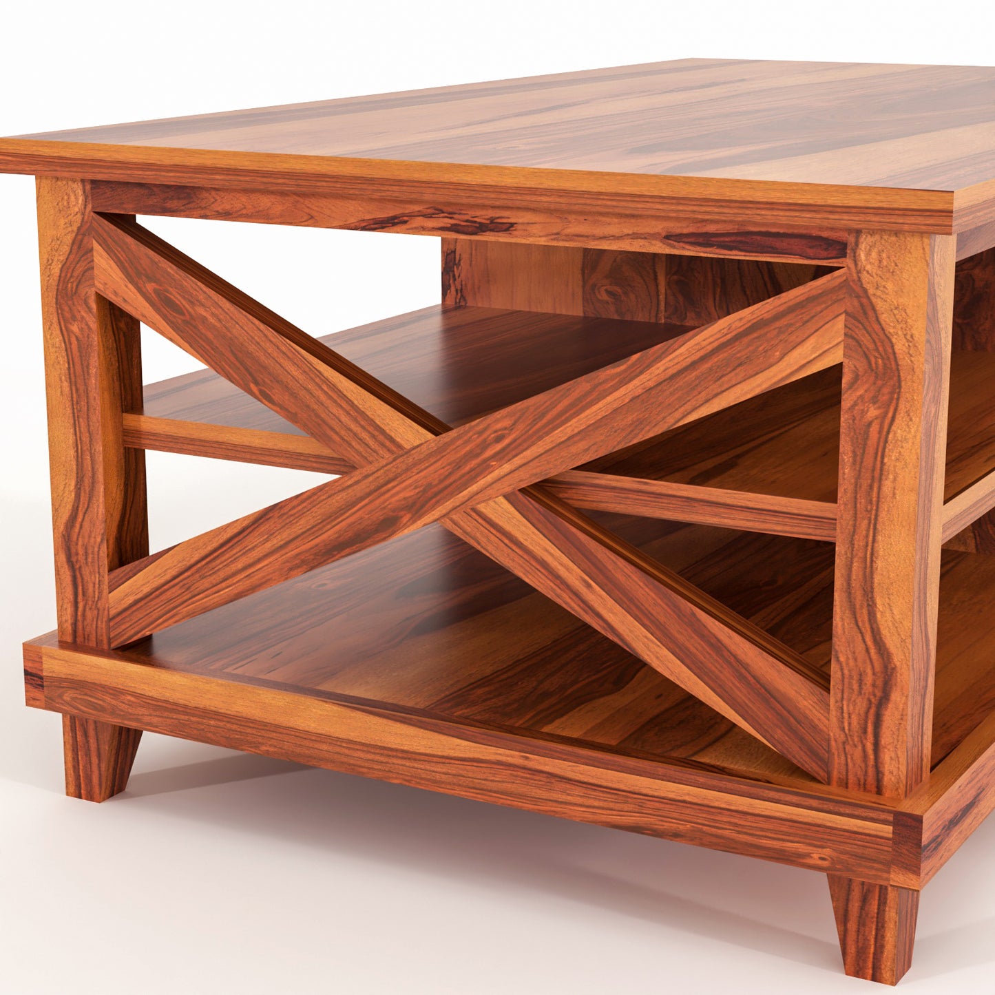 Kronel Solid Sheesham Wood Coffee Table (Honey Finish)