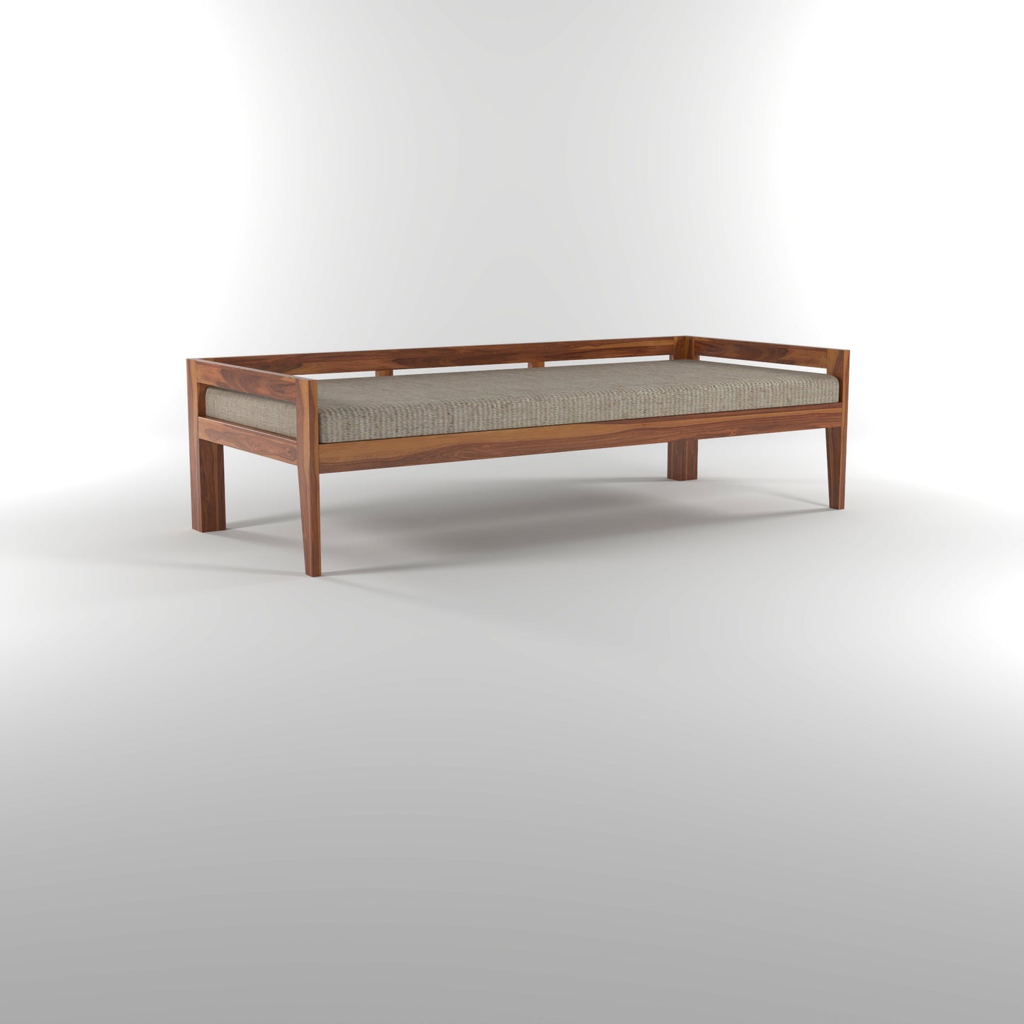 Tivra Solid Sheesham Wood Diwan Bed (Honey Finish )