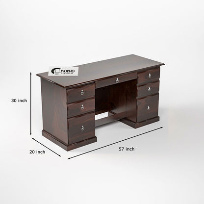Sornel Solid Sheesham Wood Study Desk (Walnut  Finish)
