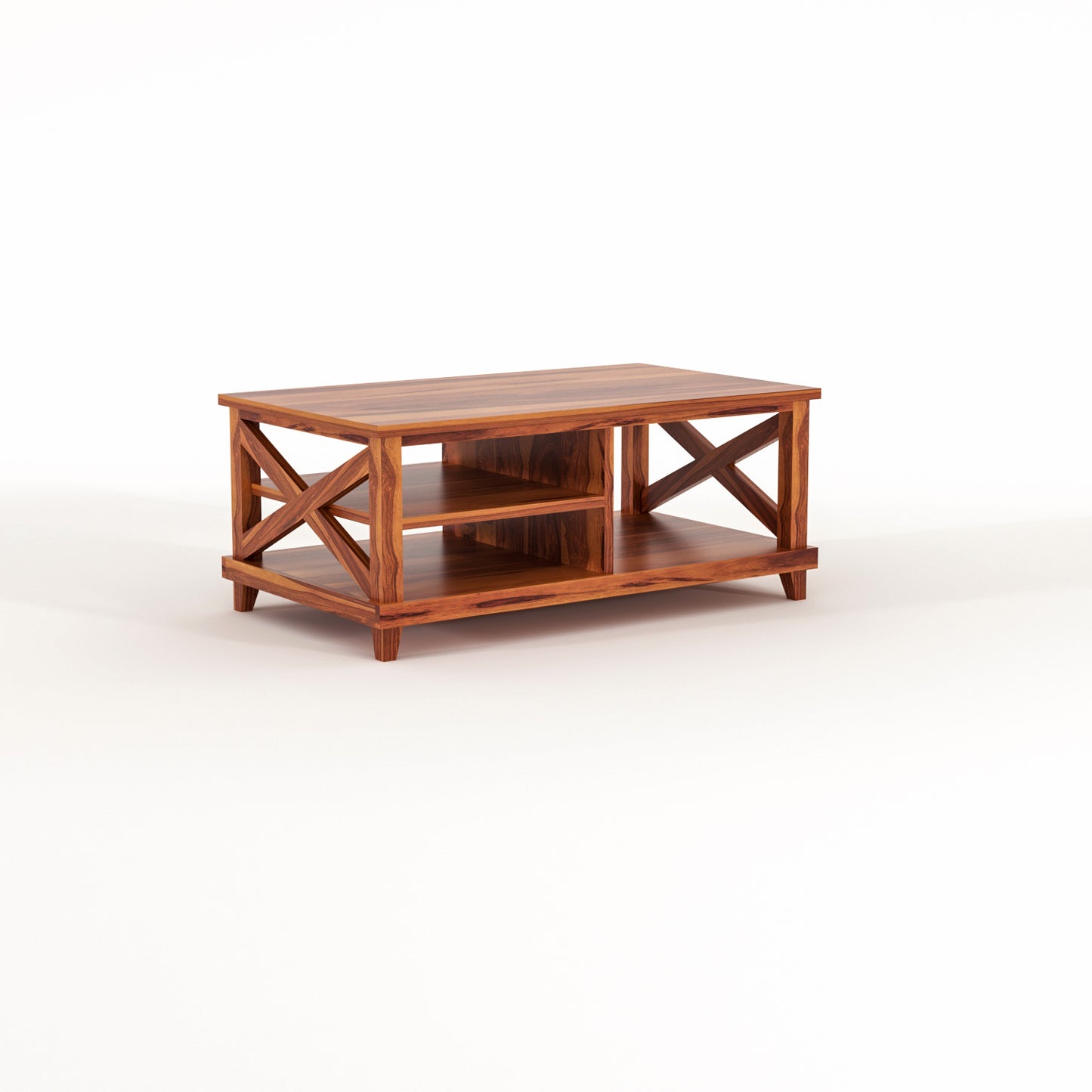 Kronel Solid Sheesham Wood Coffee Table (Honey Finish)