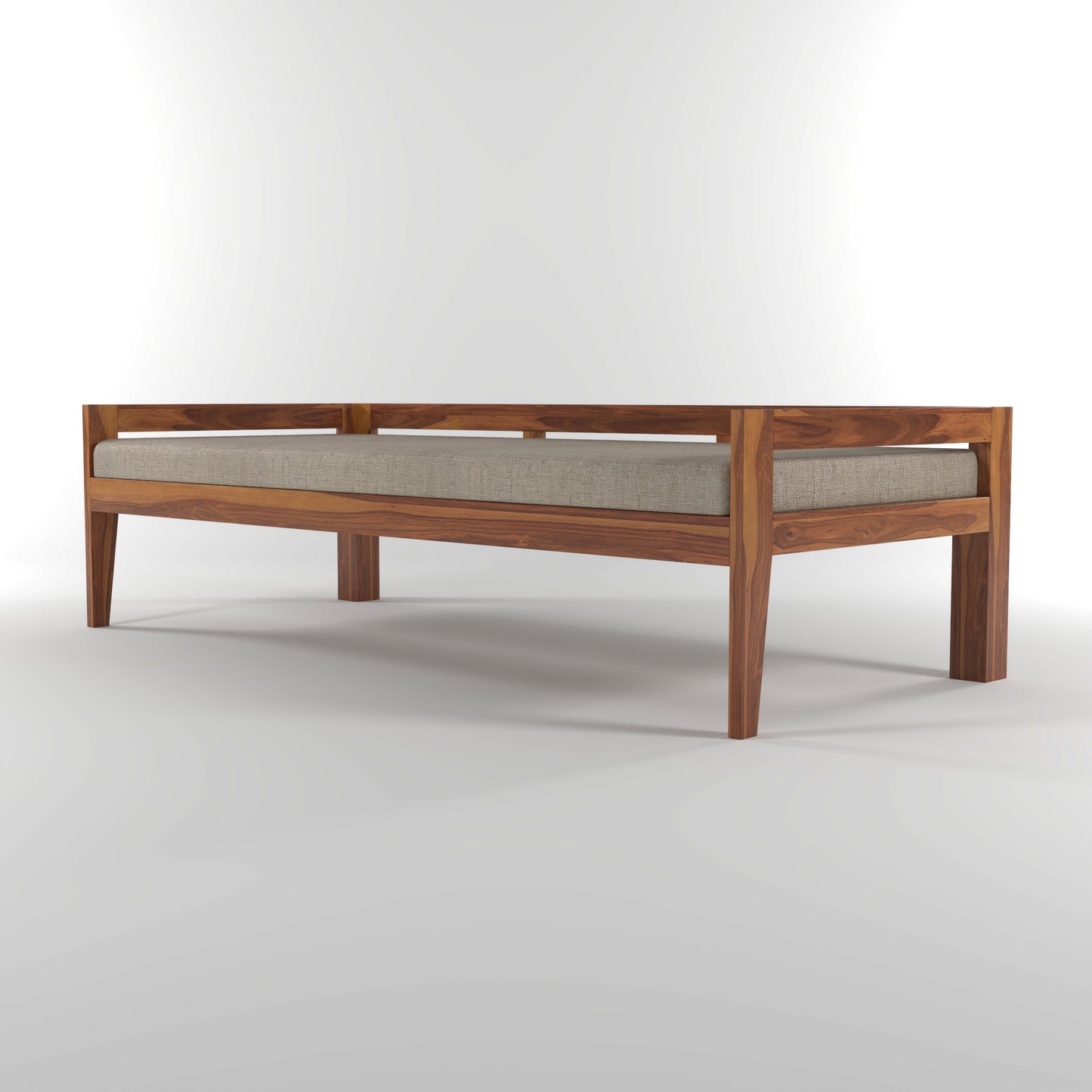 Tivra Solid Sheesham Wood Diwan Bed (Honey Finish )