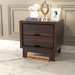 Jeyvalin Solid Sheesham Wood Bedside Table (Walnut Finish)