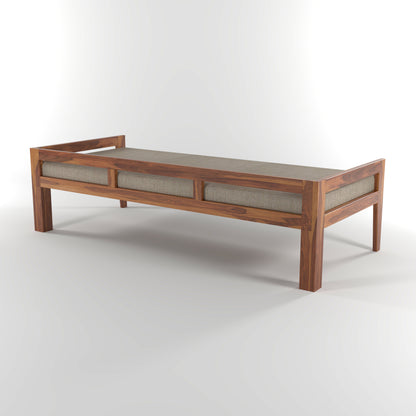 Tivra Solid Sheesham Wood Diwan Bed (Honey Finish )
