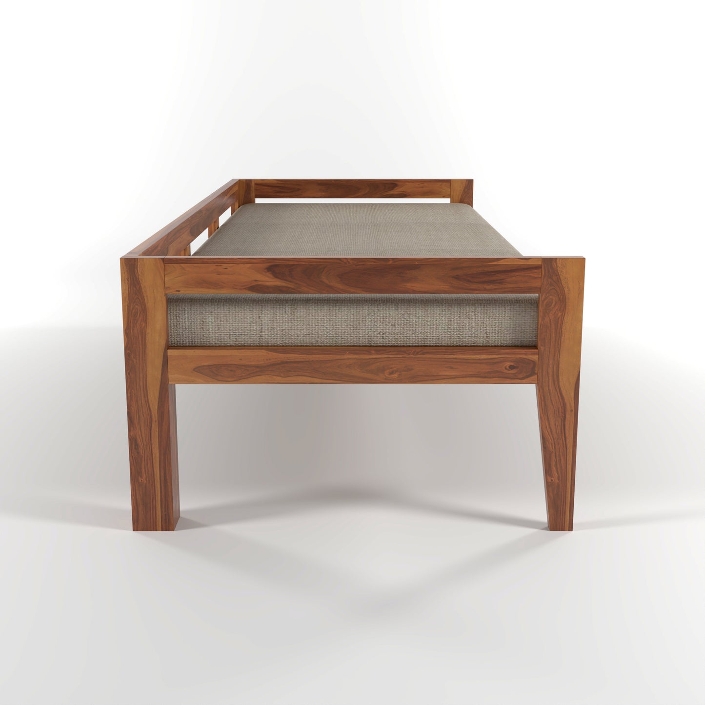 Tivra Solid Sheesham Wood Diwan Bed (Honey Finish )