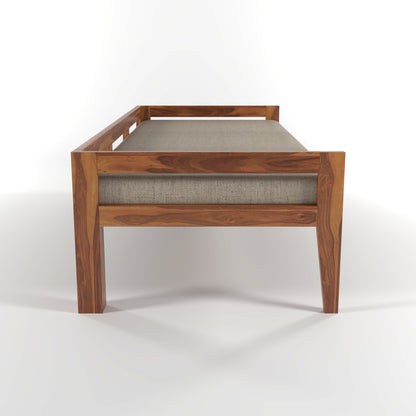 Tivra Solid Sheesham Wood Diwan Bed (Honey Finish )