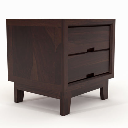 Jeyvalin Solid Sheesham Wood Bedside Table (Walnut Finish)