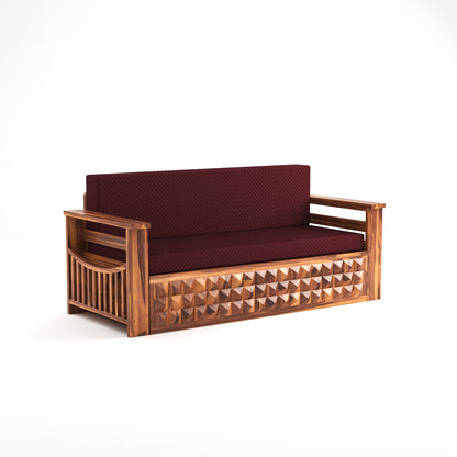 Orvan Solid  Sheesham Wooden 3 Seater diamond Sofa Cum Bed  (Walnut ,Finish )