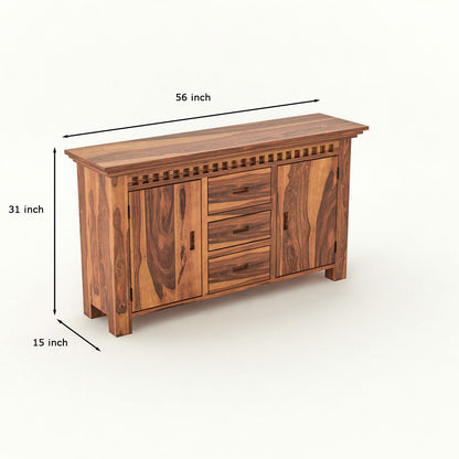 Pivra Solid Sheesham Wood Sideboard and Cabinets (Honey Finish)