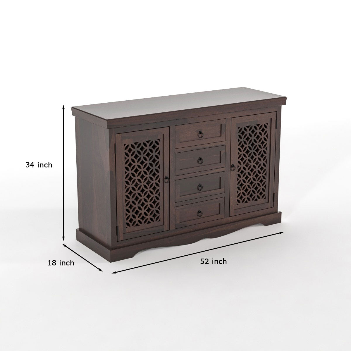 Pivra Solid Sheesham Wood Sideboard and Cabinets (Walnut Finish)