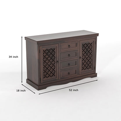Pivra Solid Sheesham Wood Sideboard and Cabinets (Walnut Finish)