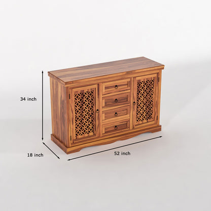 Pivra Solid Sheesham Wood Sideboard and Cabinets (Honey Finish)