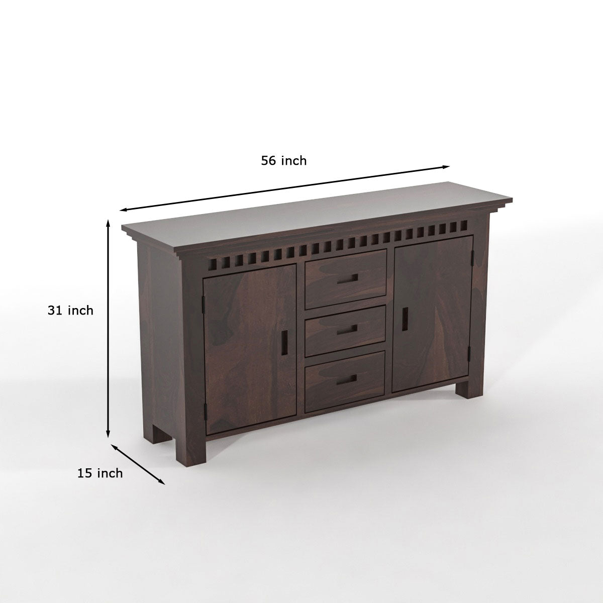 Pivra Solid Sheesham Wood Sideboard and Cabinets (Walnut Finish)