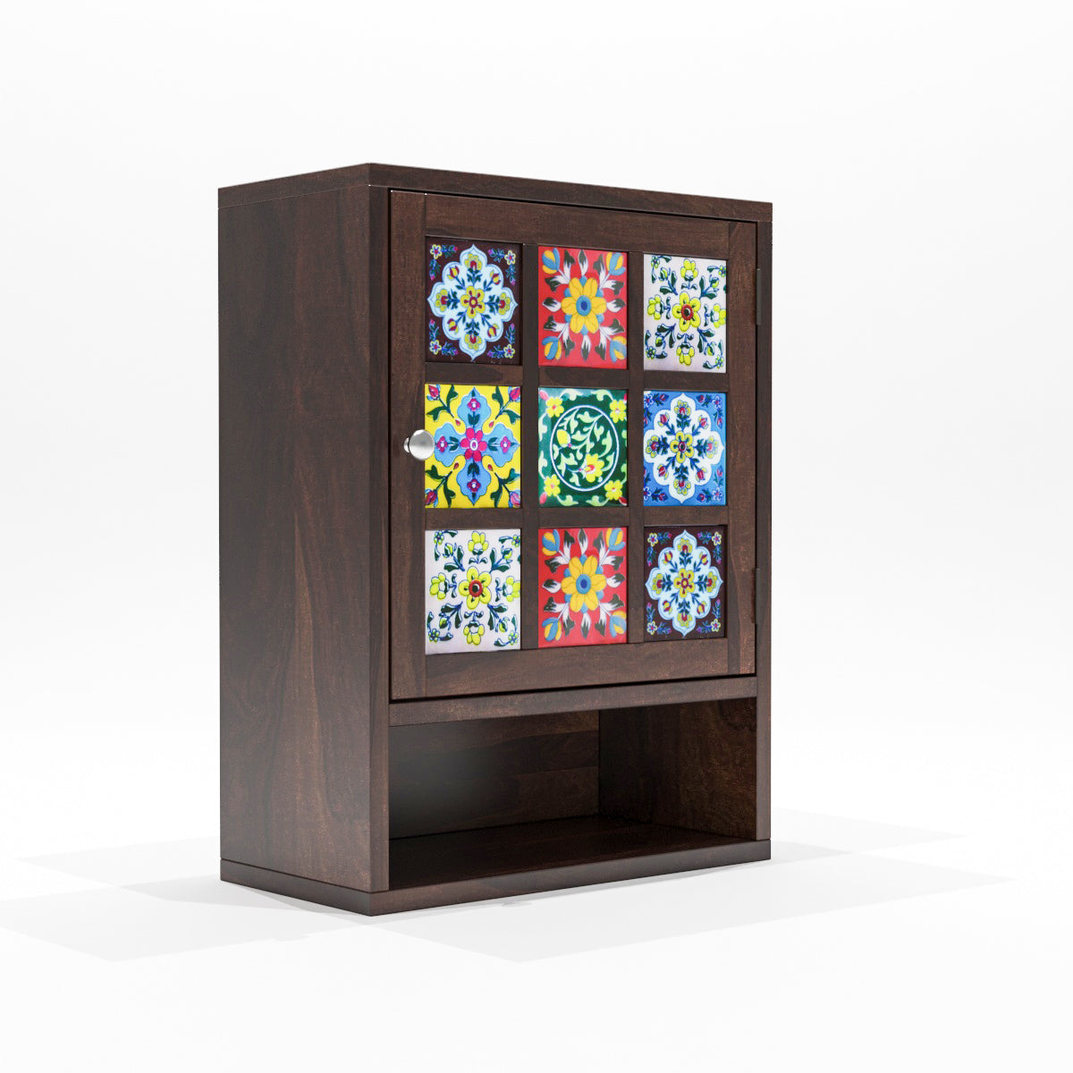 Qorven Solid  Sheesham Wood Kitchen Cabinet Wooden (Walnut Finish)