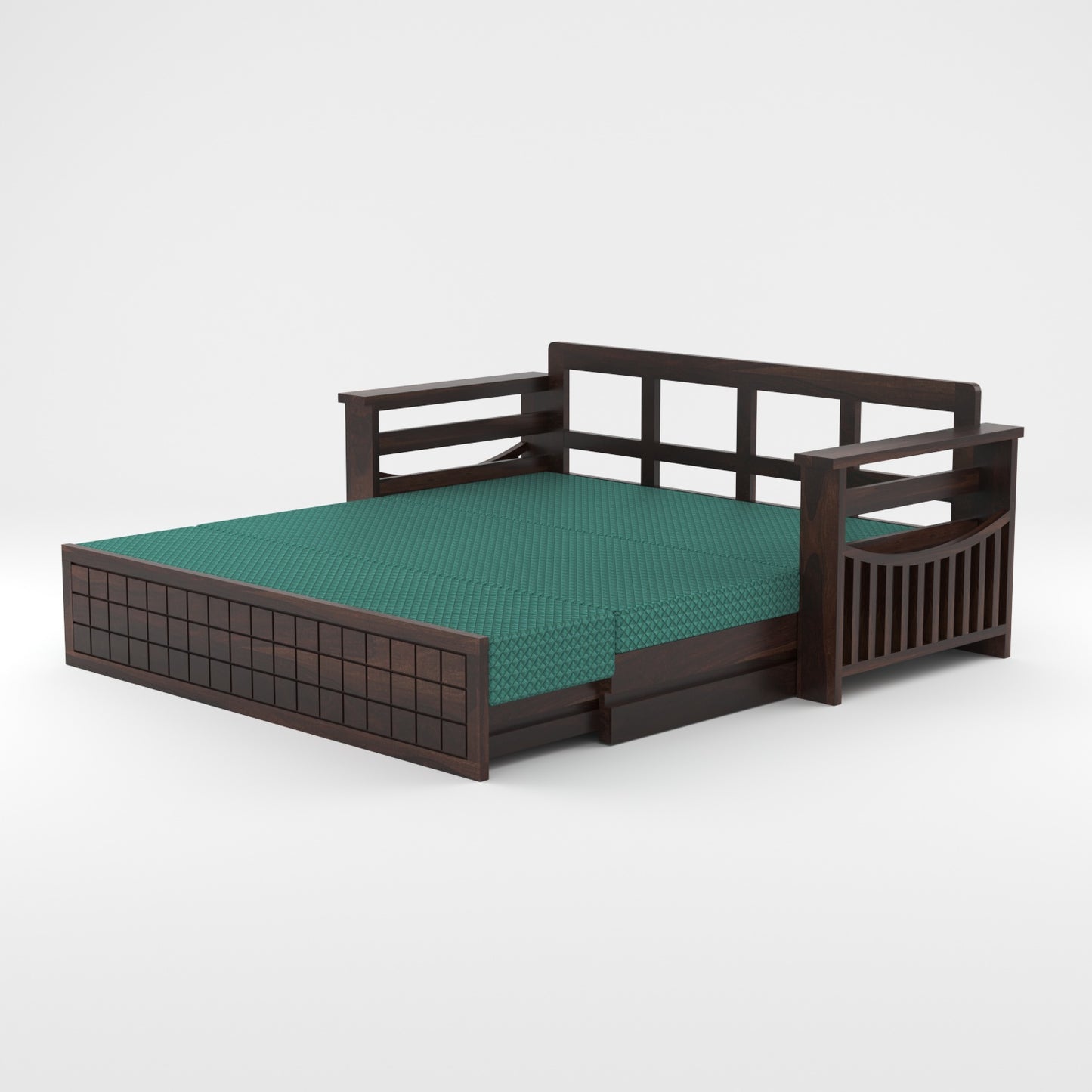 Fivrel Solid Sheesham Wooden 3 Seater Sofa Cum Bed (Walnut  Finish)
